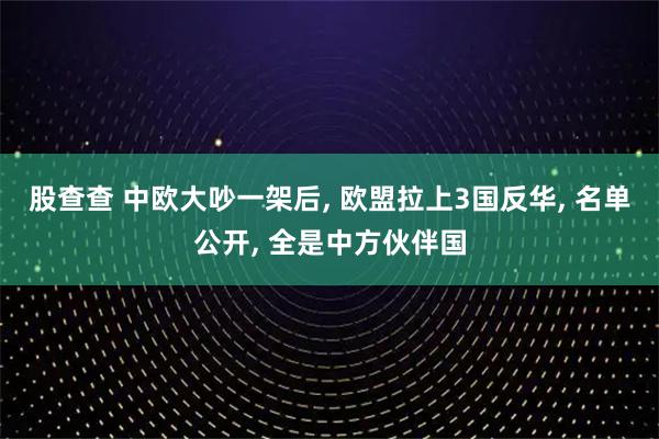 股查查 中欧大吵一架后, 欧盟拉上3国反华, 名单公开, 全是中方伙伴国